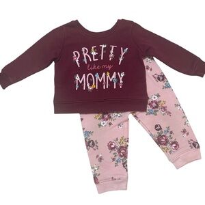 Garanimals Matching Outfit Pink Floral Baby Girl 6-9 Months